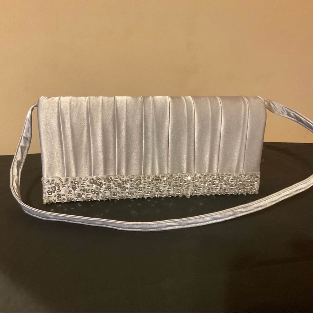 Arcadia Silver Evening Clutch with Pleated Texture
